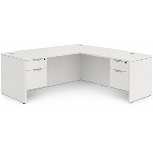 CLALD1035- Classic L-Shape Desk 60" W x 30" D with 47" Return and 2 Box/File Pedestals- White
