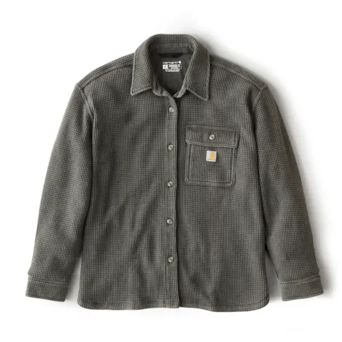 CARHARTT 107134 - Women's Oversized-Fit Heavyweight Waffle Knit Shirt - Carbon Heather