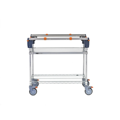 Metro MSQ1836-FGBR PrepMate qwikSet MultiStation 36" Prep Station, Solid Galvanized top shelf and Brite Zinc Wire bottom shelf with Chrome posts