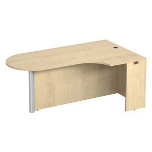 PL133R CORNER EXT. BULLET DESK w/POST - RIGHT- Maple & Silver