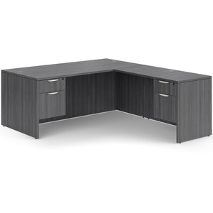 CLALD1035- Classic L-Shape Desk 60" W x 30" D with 47" Return and 2 Box/File Pedestals- Newport Gray