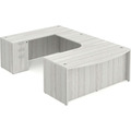 Classic U-Shape Bowfront Executive Workstation 107" x 71" Left Hand with Box/Box/File Pedestal - Silver Birch