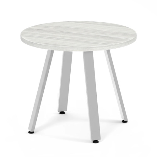Signature Round Meeting Table 36" - Silver Birch with Silver Metal Legs