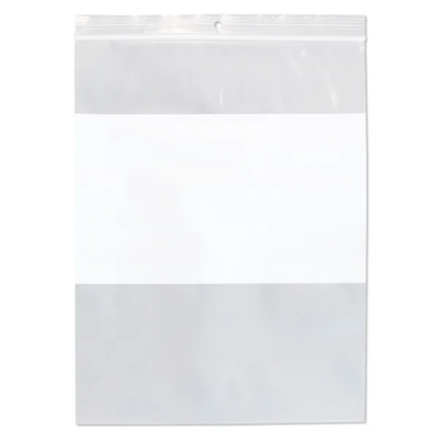 Reclosable Poly Bags with White Block - 9" x 12" - 4 mil