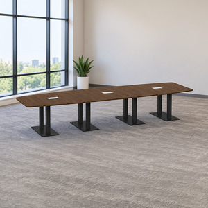 PALBS4168N - 14 ft. Classic Boat Shape Conference Table with Black Palmer Base