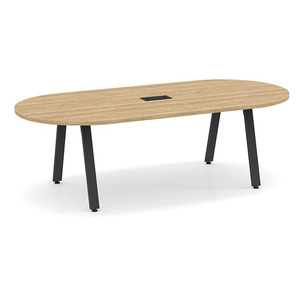 8ft Racetrack, Signature Conference Table: Black Metal Base, Aspen Top