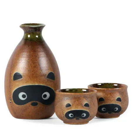 Tanuki Raccoon Sake Set at Miya