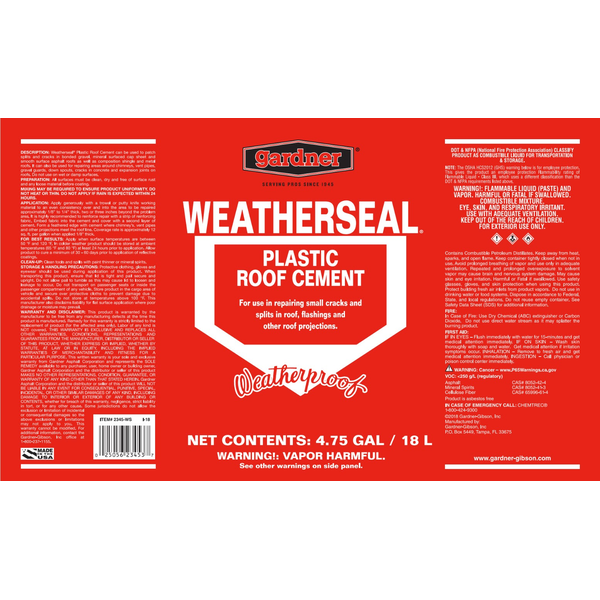 WEATHERSEAL PLASTIC ROOF CMT