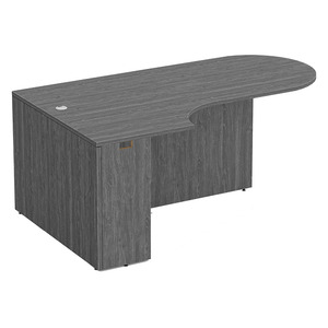 PL133L 71" BULLET DESK W/CORNER EXTENSION- LEFT- Newport Gray