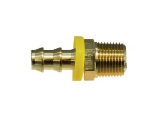Straight Adapter, 1/4-in Push-On Hose Barbed x 1/8-in MNPTF, Brass