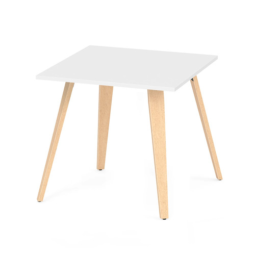 Signature Square Meeting Table 30" - White with Natural Oak Wood Legs