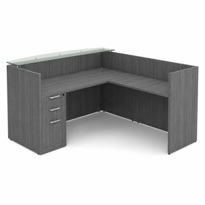 CLALD1053NCGRCGR, 71"x78" L Shape Reception Station with Glass Transaction Top - Coastal Gray