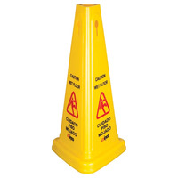 Winco WCS-27T Wet Floor 27" High Caution Sign, Cone-shaped, Yellow