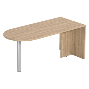PL131 BULLET DESK w/POST - Aspen & Silver