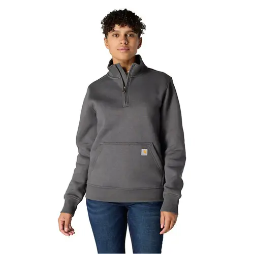 CARHARTT 105295 - Women's Relaxed Fit Midweight Quarter-Zip Mock-Neck Sweatshirt - Carbon Heather