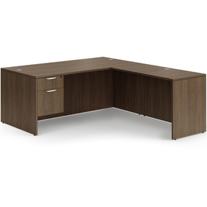 CLALD1041- Classic L-Shape Desk 71" W x 30" D with 47" Return and Box/File Pedestal- Modern Walnut