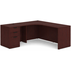 CLALD1005L- Left-Handed Classic L-Shape Workstation 66" W x 24" D with 42" Return and Box/Box/File Pedestal- Mahogany