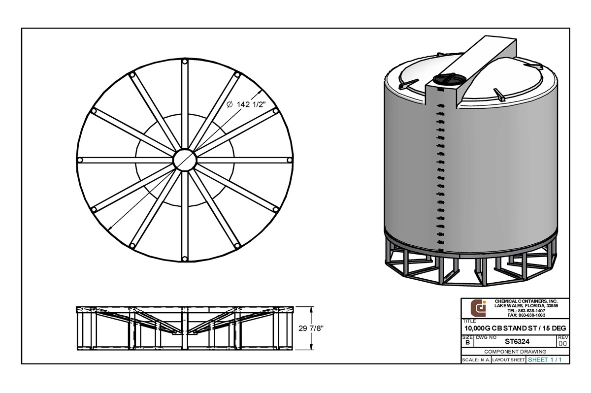 CCI - 10000 Gallon Cone Bottom Tank Stand - 15 Degree