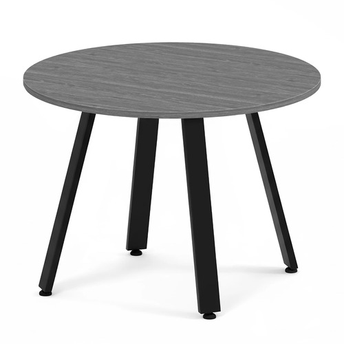 Signature Round Meeting Table 42" - Newport Grey with Black Metal Legs