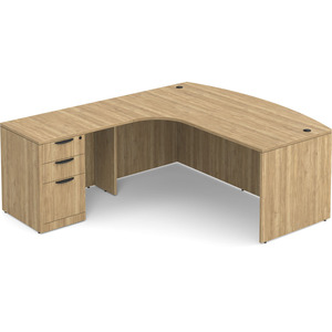 CLALD1008L- Left-Handed Bowfront L-Desk 71" W x 36" D with 47" Return and Box/Box/File Pedestal- Aspen