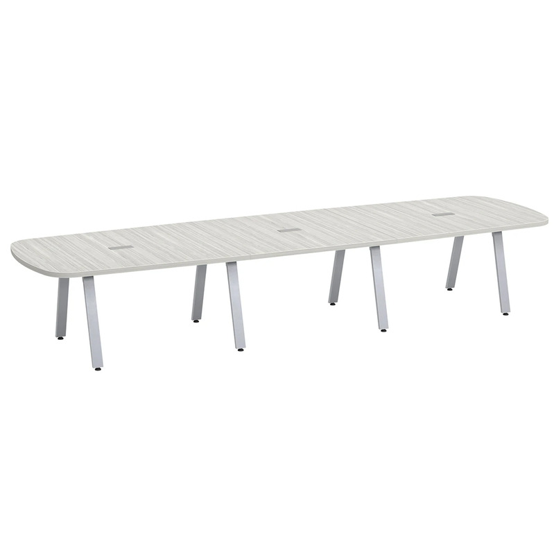 Signature Arena Conference Table 14 Foot - Silver Birch with Silver Metal Legs