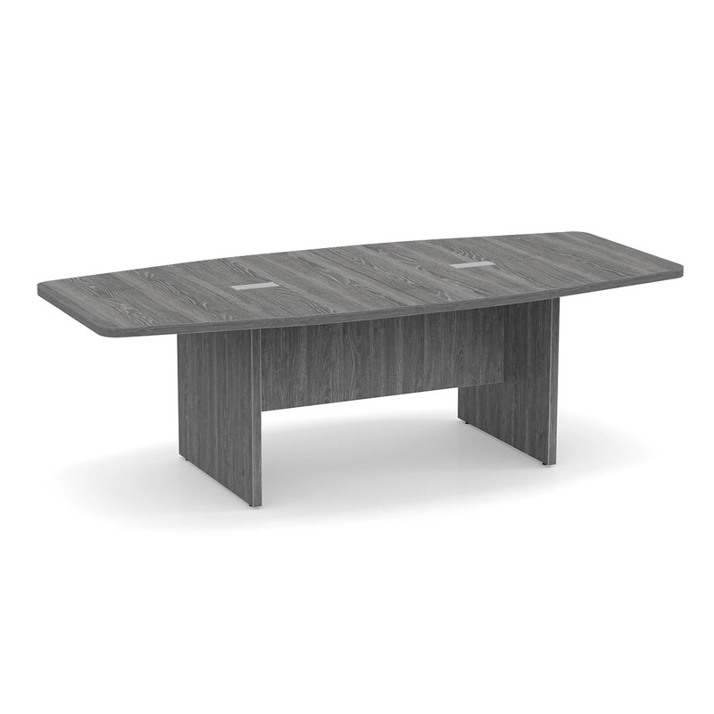Classic Boat-Shape Conference Table 2 Grommets 8 Ft - Newport Grey