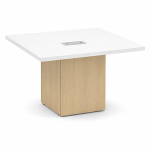 CUBSQ2139N 4ft Square Conference Table with Cube Base - White top, Maple base