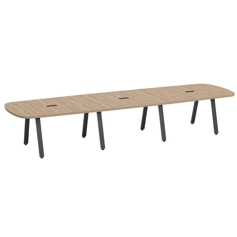Signature Arena Conference Table 14 Foot - Aspen with Black Metal Legs