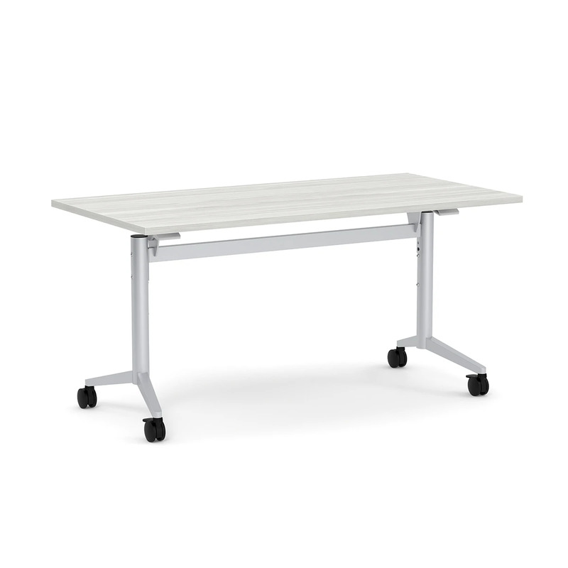 Nestling Flip Top Table 30" X 60" - Silver Birch Top with Silver Base