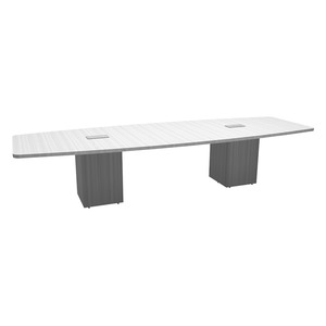 12ft Boat Shape, Cube Base,  Conference Table- SILVER BIRCH