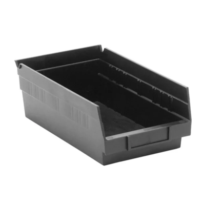 Shelf Bin - Plastic - 6-5/8" x 11-5/8" x 4" - 30 lb Capacity - Black