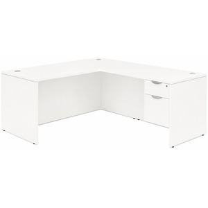 CLALD1033- Classic L-Shape Desk 60" W x 30" D with 47" Return and Box/File Pedestal- White