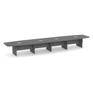 20ft Boat Shape, slab base Conference Table: NEWPORT GRAY 