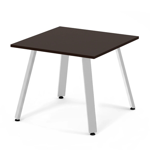 Signature Square Meeting Table 36"- Espresso with Silver Metal Legs