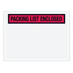 4.5 X 6" 2 MIL RED "PACKING LIST ENCLOSED" ENVELOPE, 1000/CS   PL451