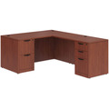 Classic L-Shape Desk 77" x 66" with 2 Full Pedestals - Cherry
