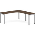 Elements Radius Desk 72" x 72" with Right Return - Modern Walnut with Silver Legs