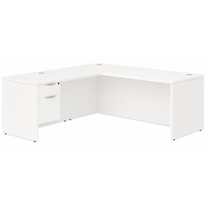 CLALD1045- Classic L-Shape Desk 71" W x 36" D with 47" Return and Box/File Pedestal- White