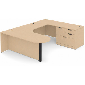CLAUD1007R Executive Bullet U-Shape Typical 71" X 101" Desk- Maple/Black