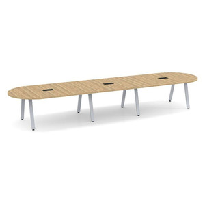 SIGRT3192N-METAL - 16 ft. Signature Racetrack Conference Table with Silver Metal VA Legs