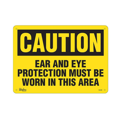 Eye and Ear Protection Required Sign - 14" x 10" - Aluminum - English