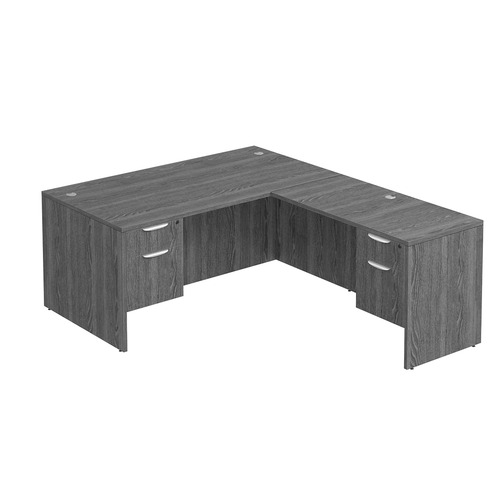 Classic L-Shape Desk 77" x 66" with 2 Box/File Pedestals - Newport Grey