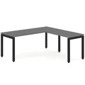 Elements L-Shape Desk 78" x 60" x 30"D - Newport Grey with Black Legs