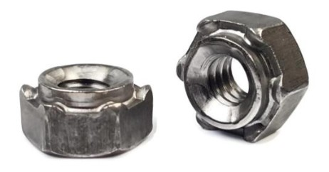 M8 - 1.25 HEX WELD NUT LONG PILOT 6 PROJ LOW CARBON STEEL PLAIN