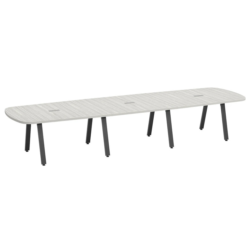 Signature Arena Conference Table 14 Foot - Silver Birch with Black Metal Legs