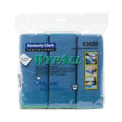 83620 KC WYPALL BLUE MICROFIBER CLOTHS, 15.75 X 15.75, RESTROOM & FIXTURES USE, 6 WIPES/PK, 4 PK/CS