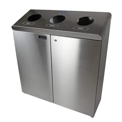 Recycling Station - 3 Stream - Stainless Steel