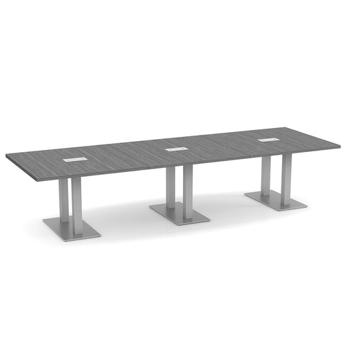 Classic Conference Table 12 Ft with Palmer Brushed Double Base - Newport Grey