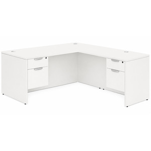 CLALD2043- Classic L-Shape Desk 71" W x 30" D with 42" Return and 2 Box/File Pedestals- White