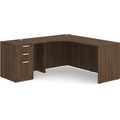 Classic L-Shape Workstation 66" x 66" with Left Hand Return and Box/Box/File Pedestal - Modern Walnut